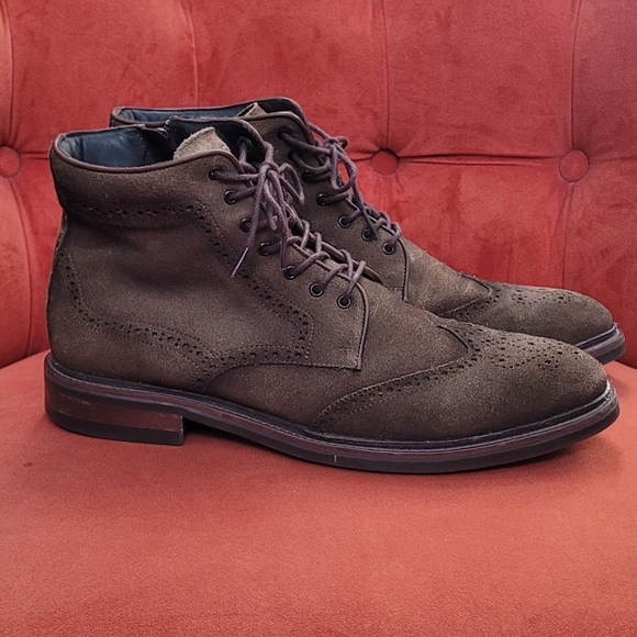 Flag Ltd. Wing Tip Brown Leather Suede Men's Boots Size 11.5 - Picture 3 of 13